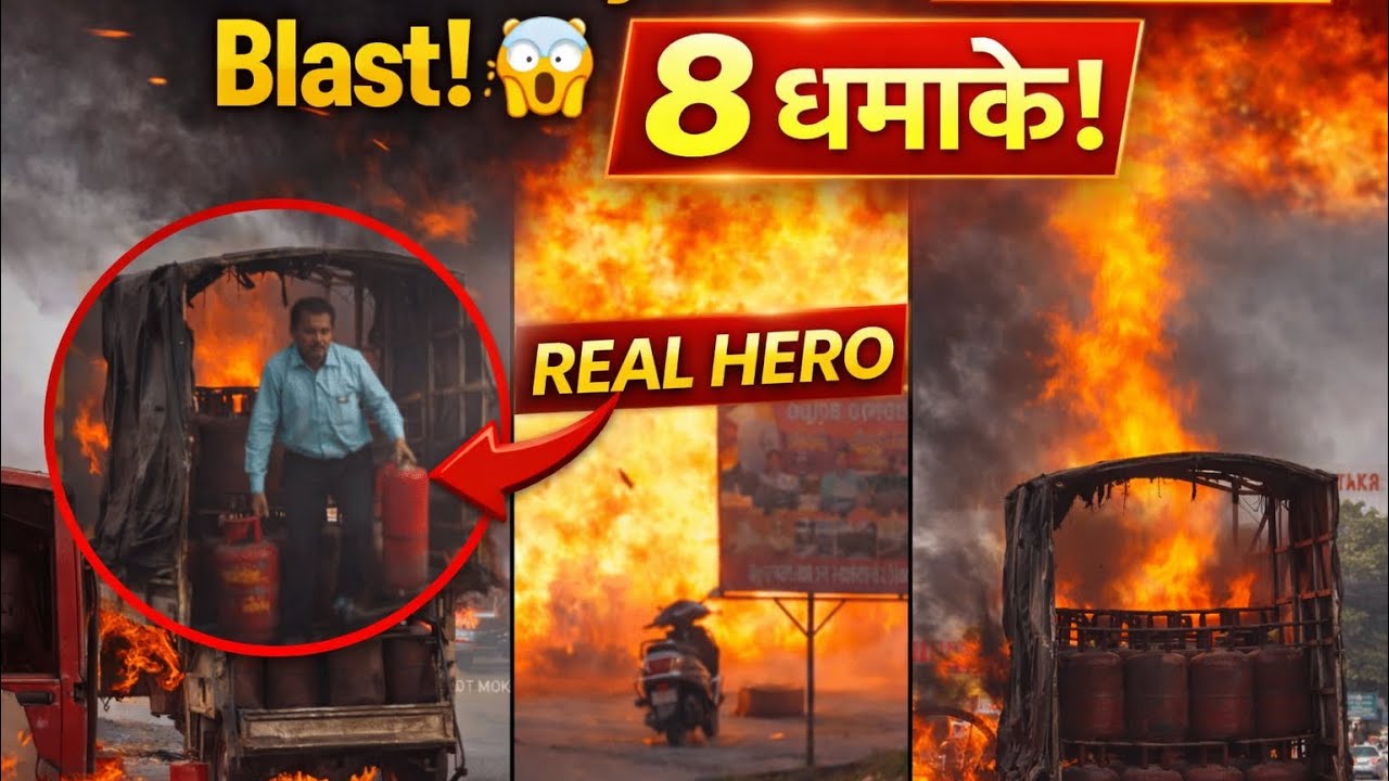 8 धमाके एक साथ! 🔥 Vashi Naka Cylinder Blast Video | Log Bal-Bal Bache 😨 &bull; Night King