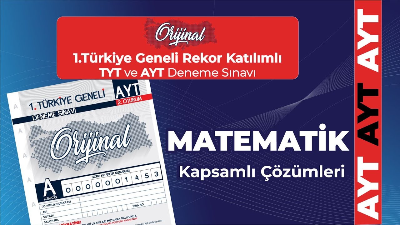 Orijinal yayınları 2025 -2026  1.Türkiye Geneli Denemesi - AYT Matematik  Çözümleri