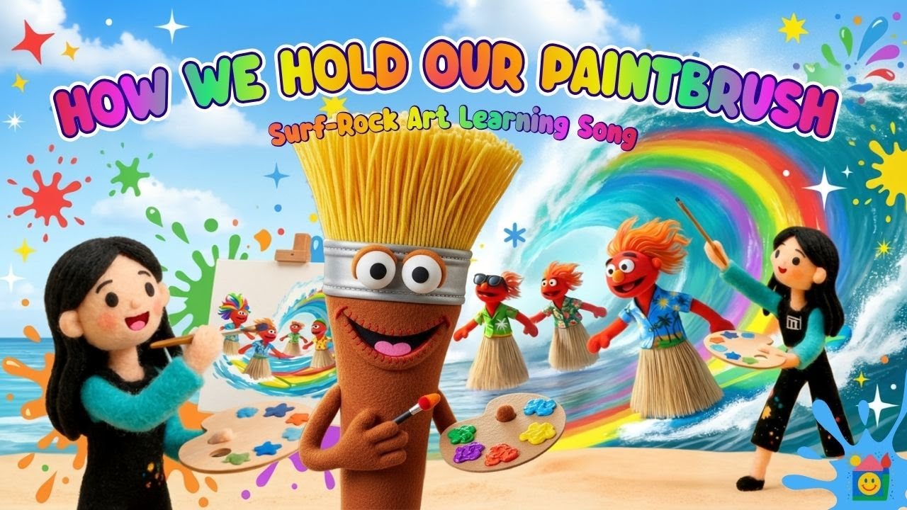 This Is How We Hold Our Paintbrush | 🌊 Surf Rock Kids Art Song 🎨