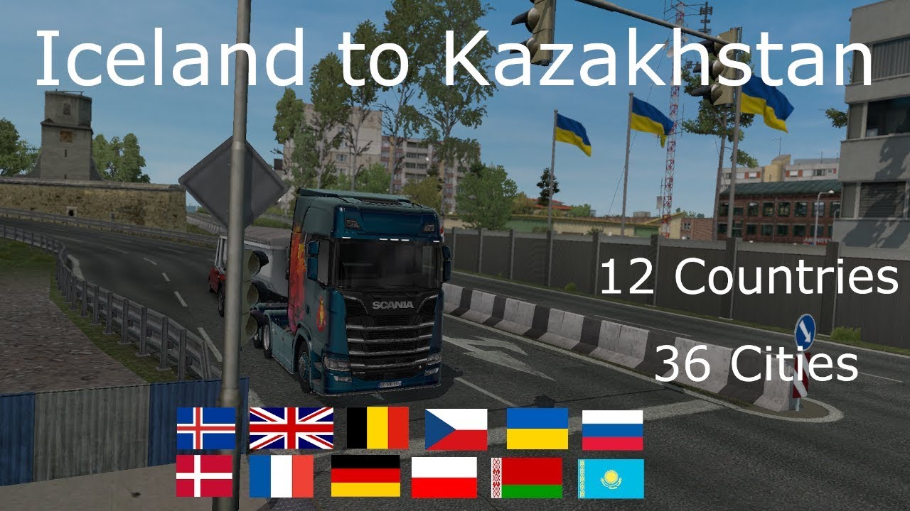 ETS2 ProMods-RoExtended-RusMap-Great Steppe Timelapse: Selfoss(IS) to Aralsk(KZ)