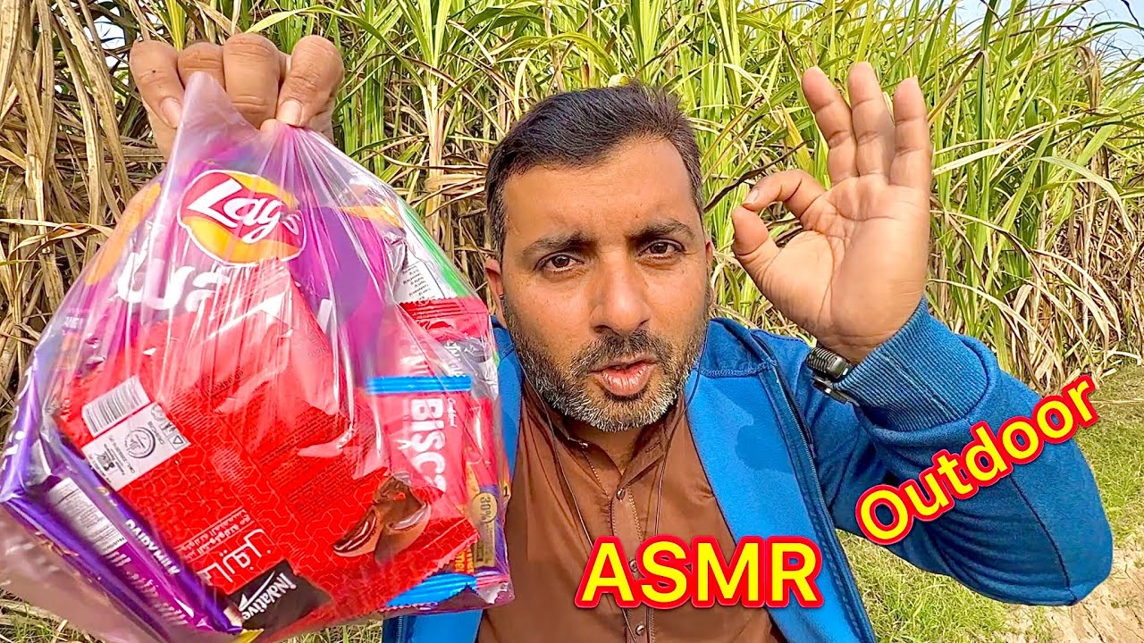 ASMR outdoor eating 