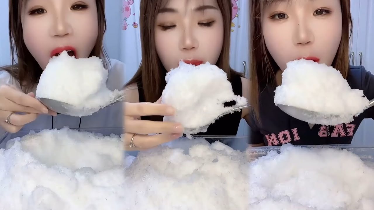WHITE ICE EATING COMPILATION 🧊😍 FREEZER FROST EATING ASMR🤍 SOFT ICE BITES🥶 YY SQUEAKY ICE EATING