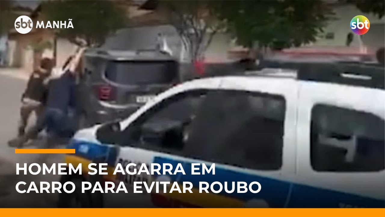 Idoso se agarra a carro para impedir roubo durante persegui&ccedil;&atilde;o policial em MG | #SBTManha