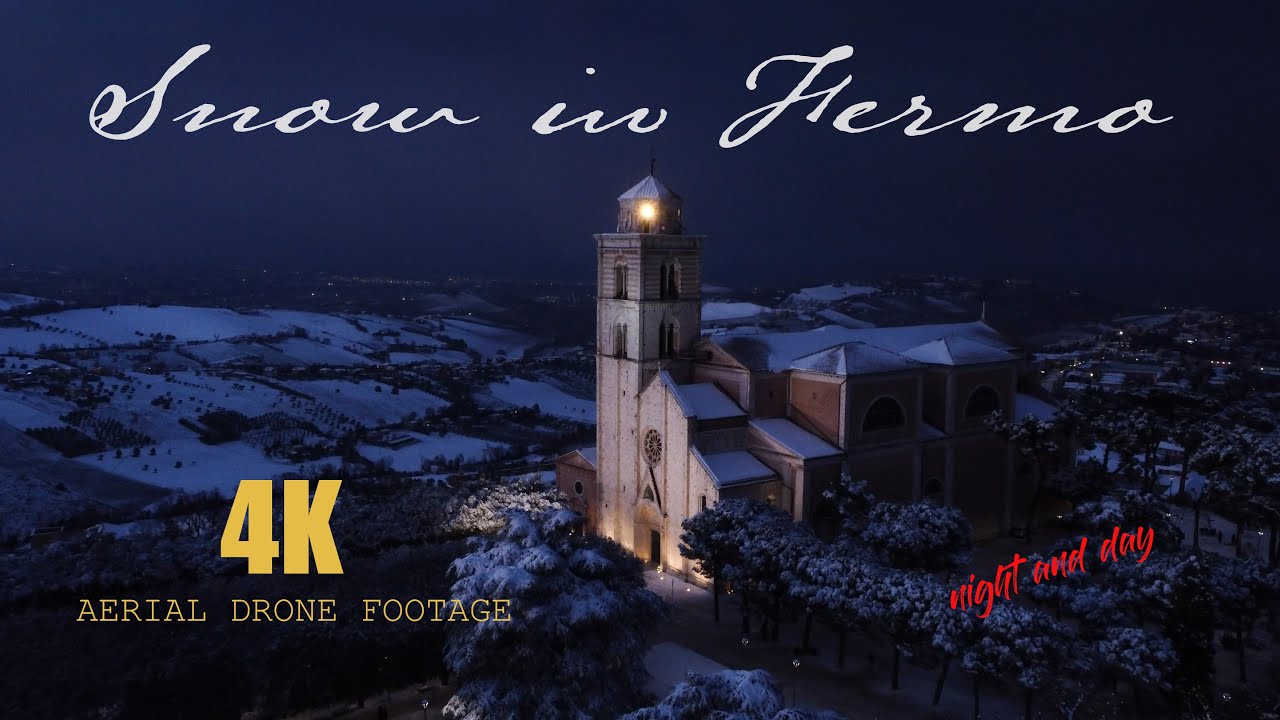 Snow in Fermo - 4K aerial drone footage