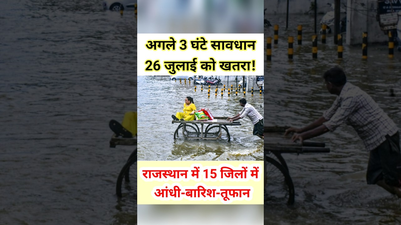 26 जुलाई को राजस्थान के 15 जिलों में बारिश का अलर्ट! #shorts #trending #monsoon