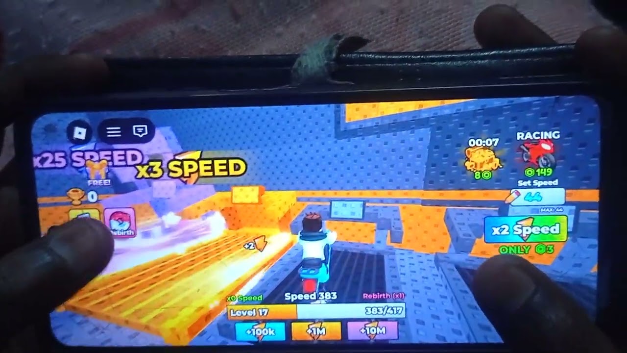 I play roblox ma +1 speed motor bike escape