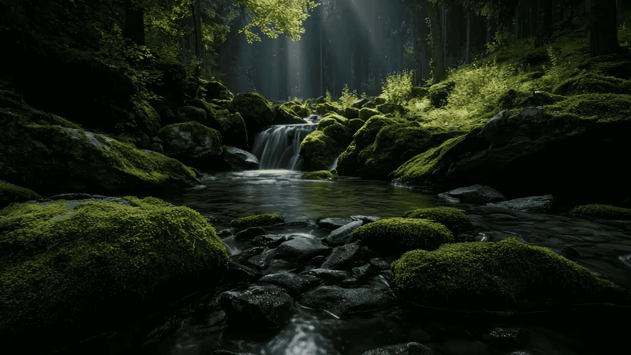 Peaceful Deep Forest Ambience 🍃 Flowing River Sounds in Ultra HD