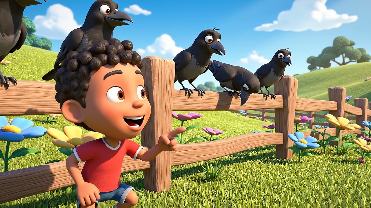 Cawing Crows Counting Song | Five Little Crows at Play | Kids Songs