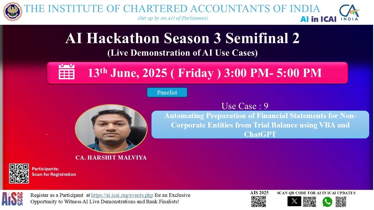 AI Hackathon S3 SF2: UC 9 –Auto FS from TB for NCEs using ChatGPT – by CA. Harshit Malviya
