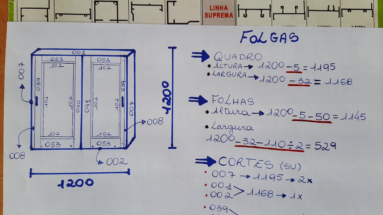 Como fazer Janela de alumínio 2 folhas linha suprema (Folgas e descontos) Aula 2.