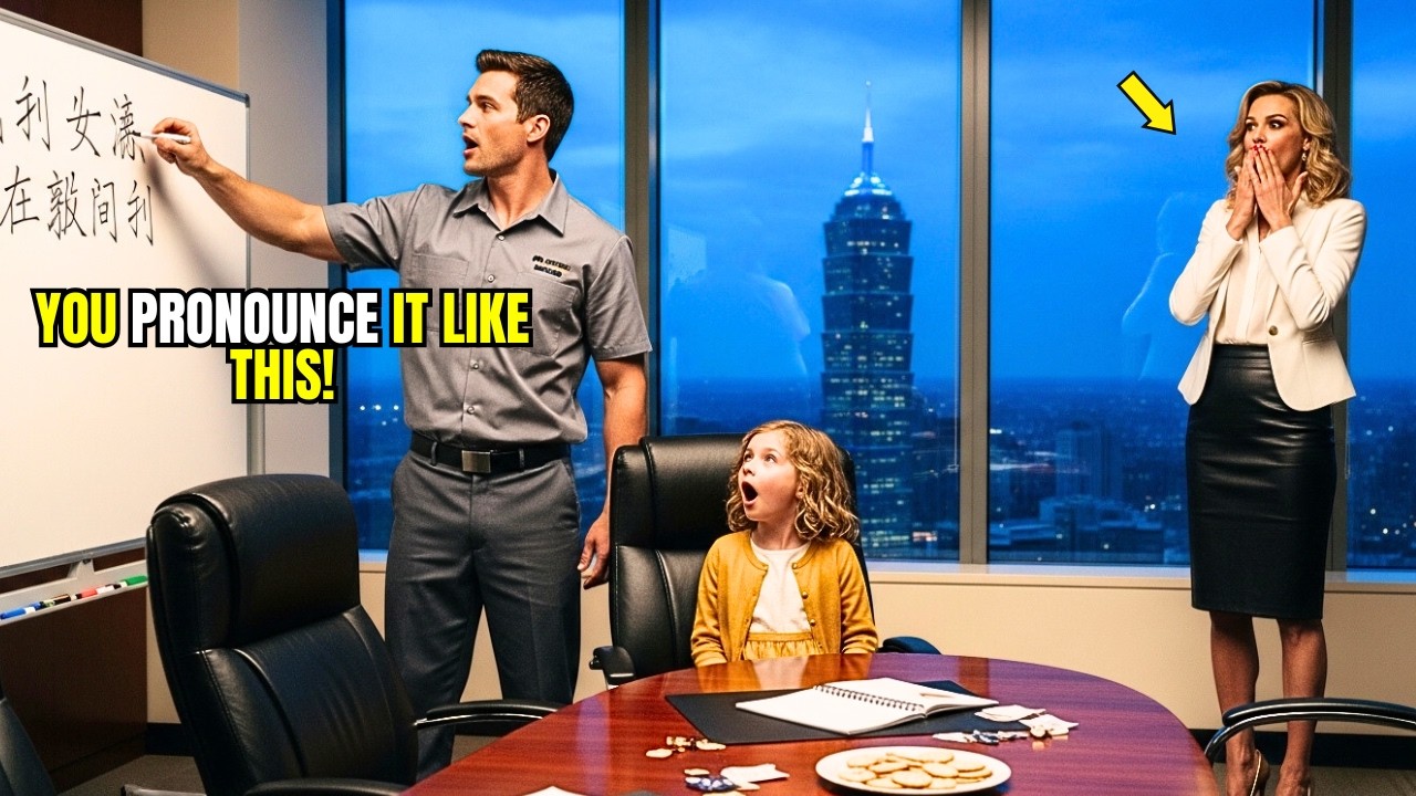 Millionaire CEO catches single father janitor teaching Mandarin to his daughter and makes decision.