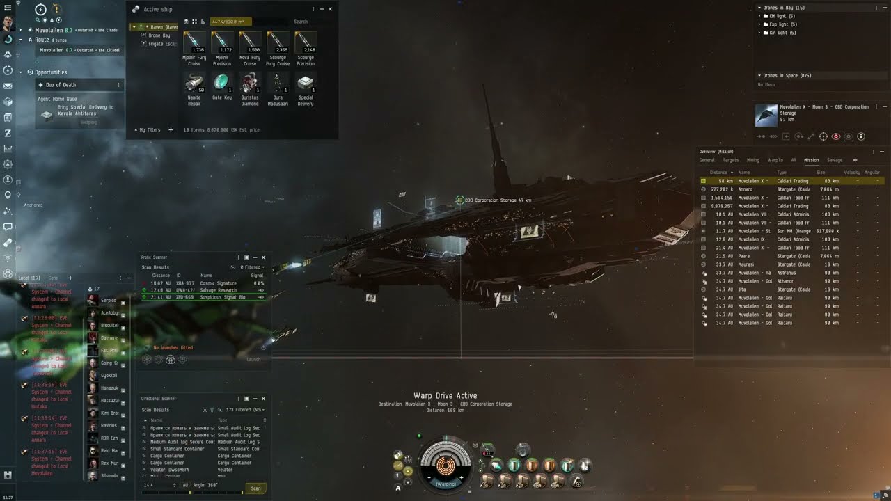 Eve Online - Level 4 mission gameplay -  Duo of Death (Guristas) with a cheap Raven