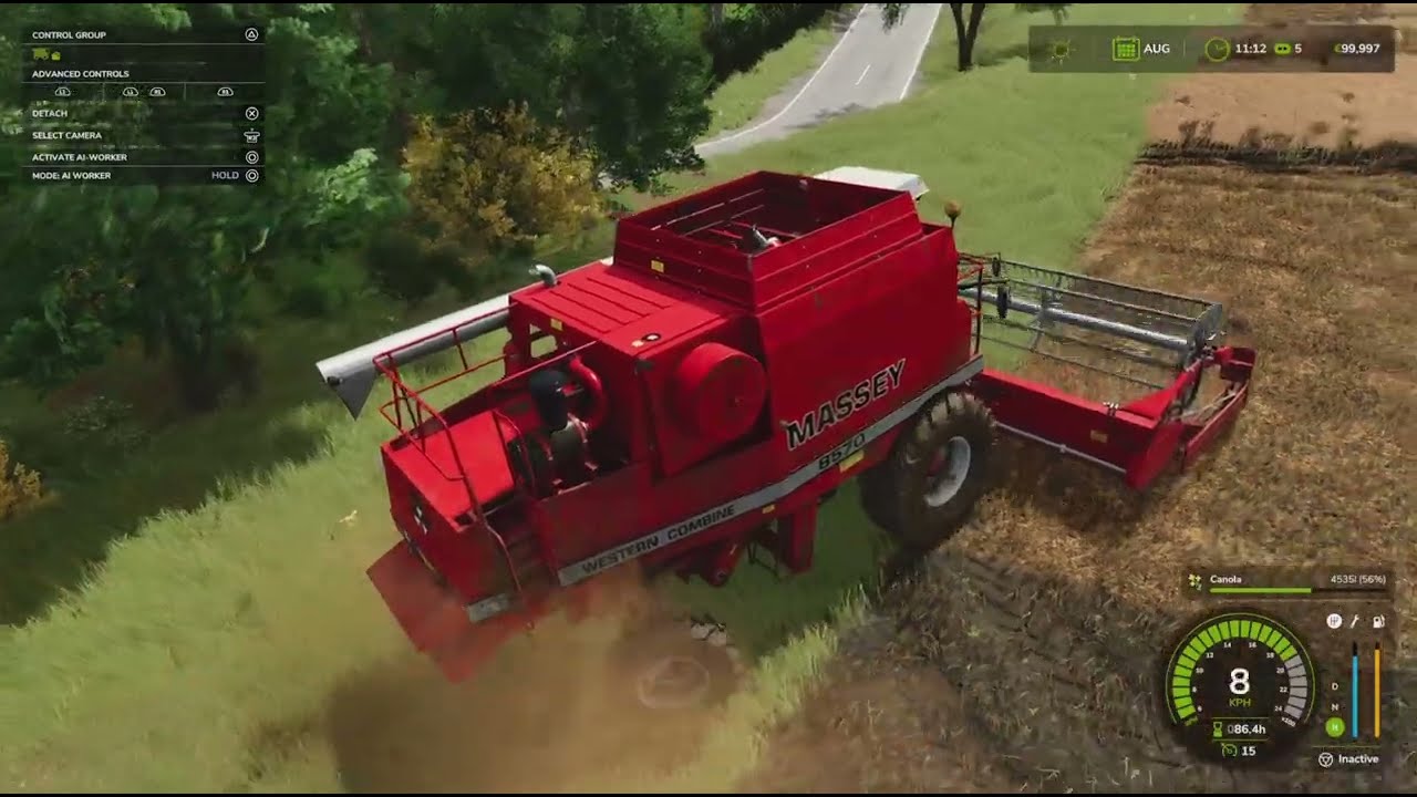Fs 25 harvesting canola ep 1 using the wheel on fs for the first time  drummed farm 