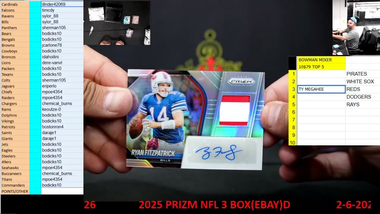 CAJUNBREAKER 2025 PRIZM NFL 3 BOX(EBAY)D                 2-6-2026