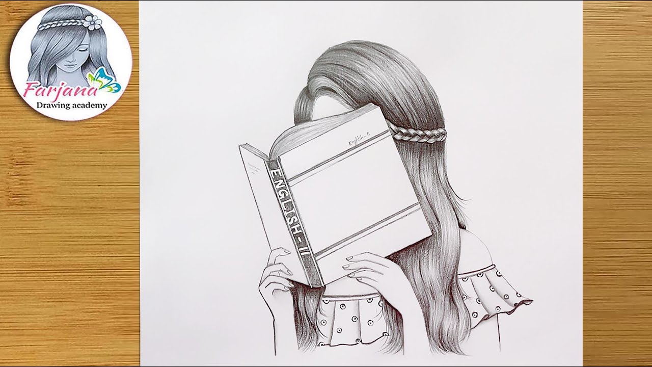 A girl is studying - Step by step Pencil Sketch  for beginners || How to Draw a Girl is reading Book
