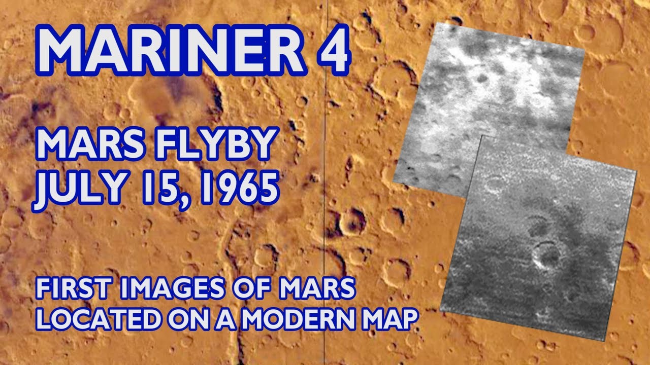 MARINER 4 Mars Flyby (1965/07/15) - Mars images on a modern map - First images from Mars