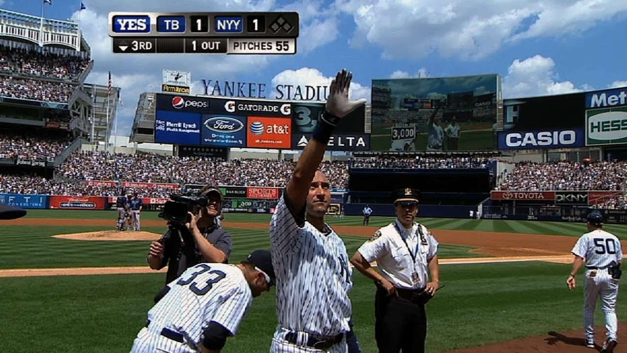 Iconic: Jeter homers for his 3,000th hit in 2011