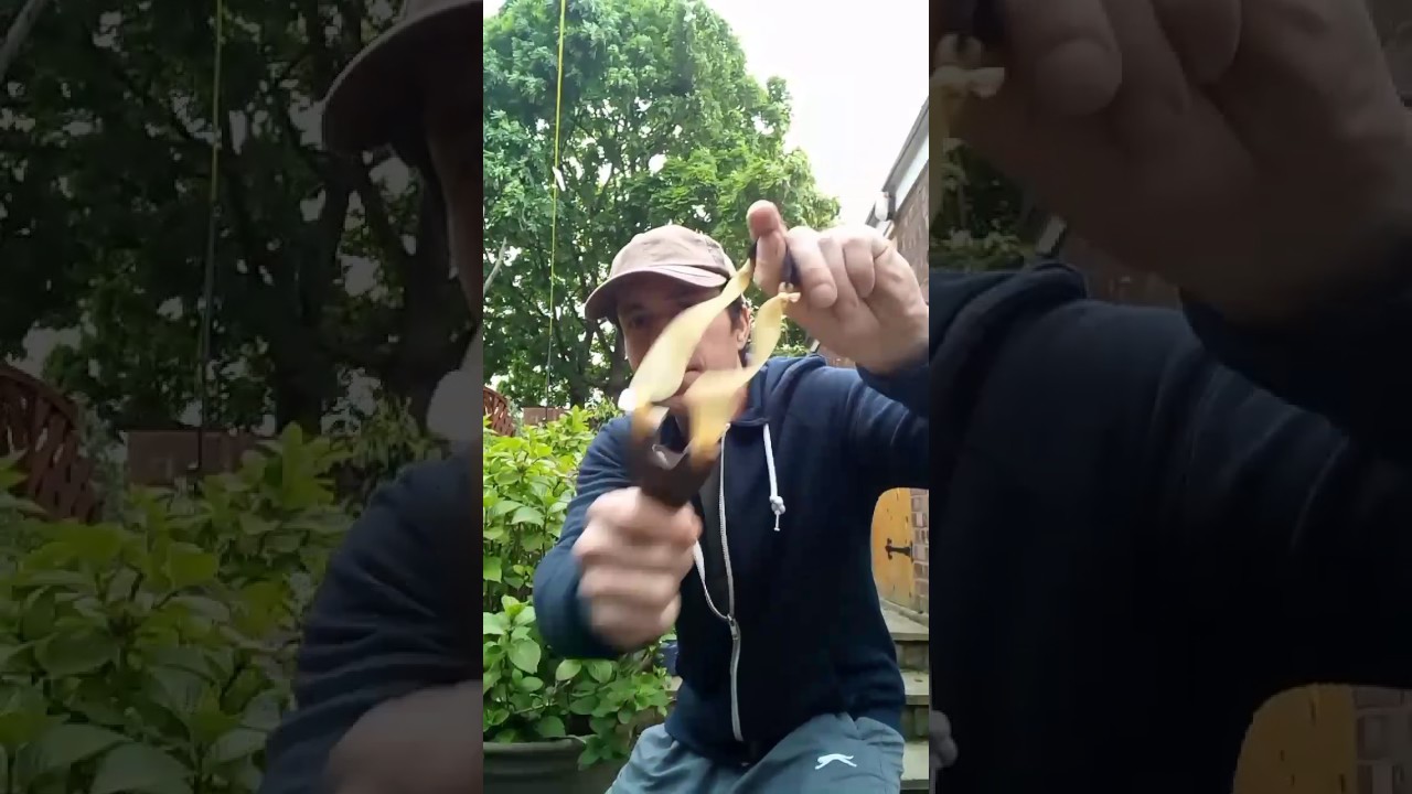 Amazing leather Flipper Sling Shot test with safety anti break window shot lol