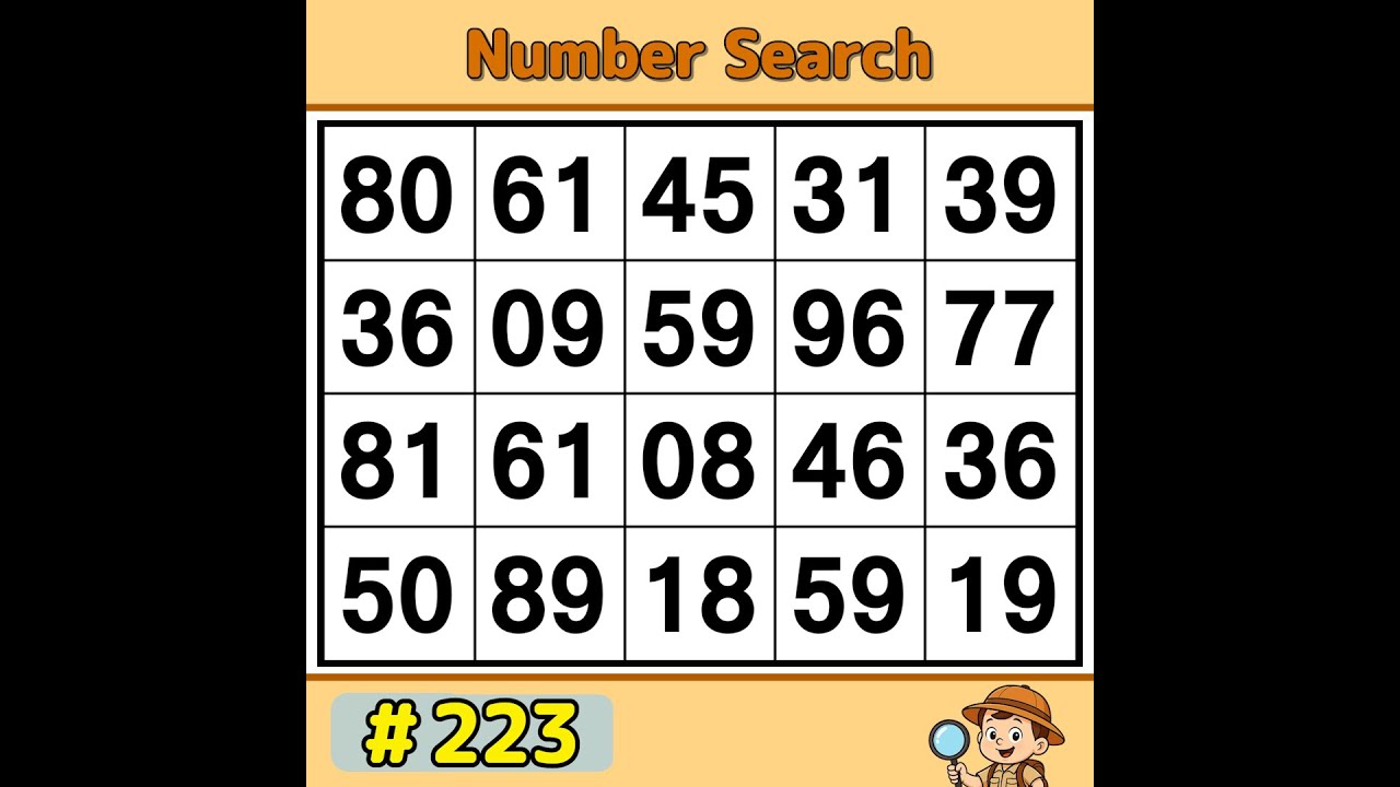 【JimmyPuzzle】 Boost Brainpower with a Number Game! 《Number Search｜Brain Training》 #223