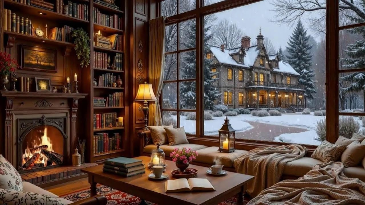 Cozy Winter Piano Jazz LIVE ❄️ Fireplace Coffee Shop Ambience for Deep Focus & Study