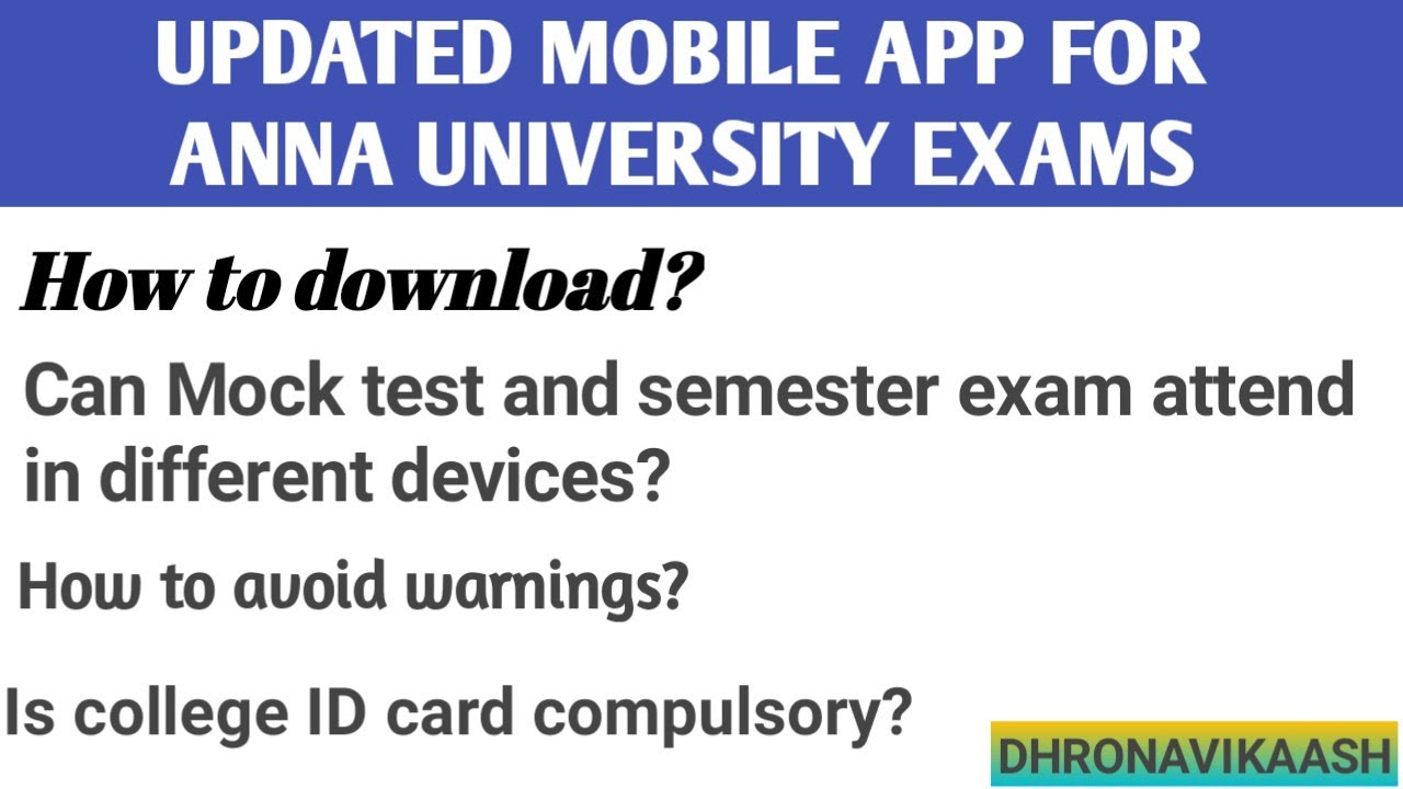 HOW TO AVOID WARNINGS DURING ANNA UNIVERSITY ONLINE EXAMS | UPDATED MOBILE APP | DHRONAVIKAASH