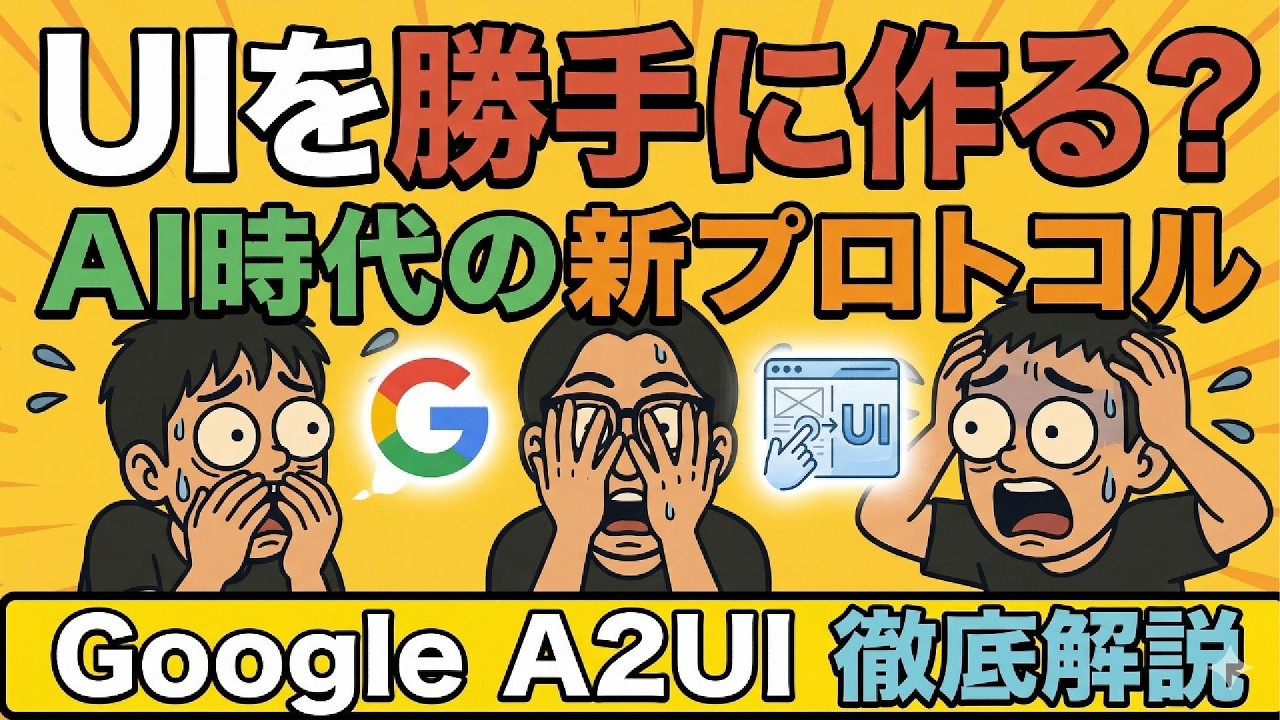 【新常識】UIはAIが作る時代へ。Google『A2UI』がヤバい件
