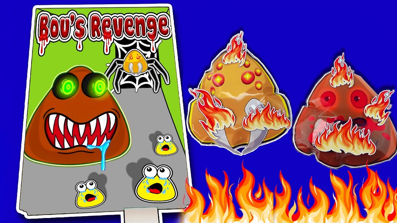 MAKING POU & BOU'S REVENGE 💩LIFE GAME BOOK📚 + (POU'S SQUISHY PLAY)