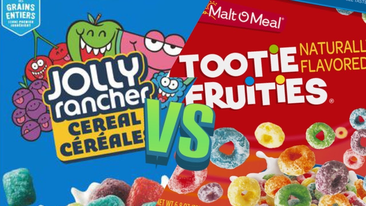 Which cereal is more delicious? Jolly Rancher Cereal VS Tootie Fruities!