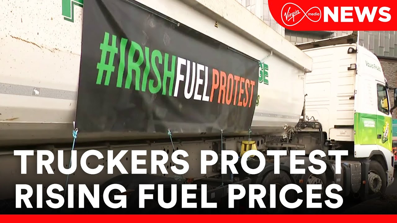 Angry truckers protesting against rising fuel prices have taken to the streets of Dublin today