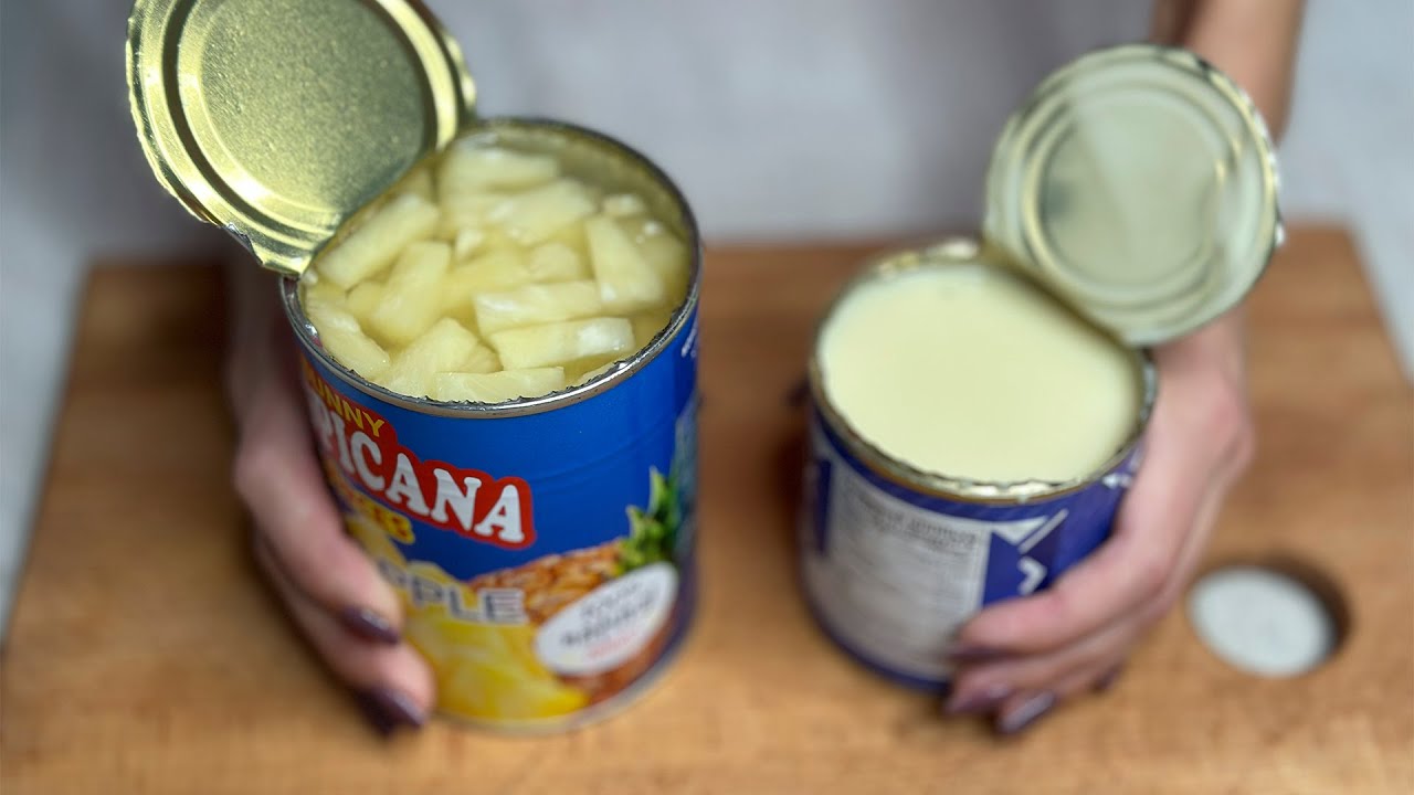 Condensed milk and pineapples! This is an incredibly delicious no-bake dessert