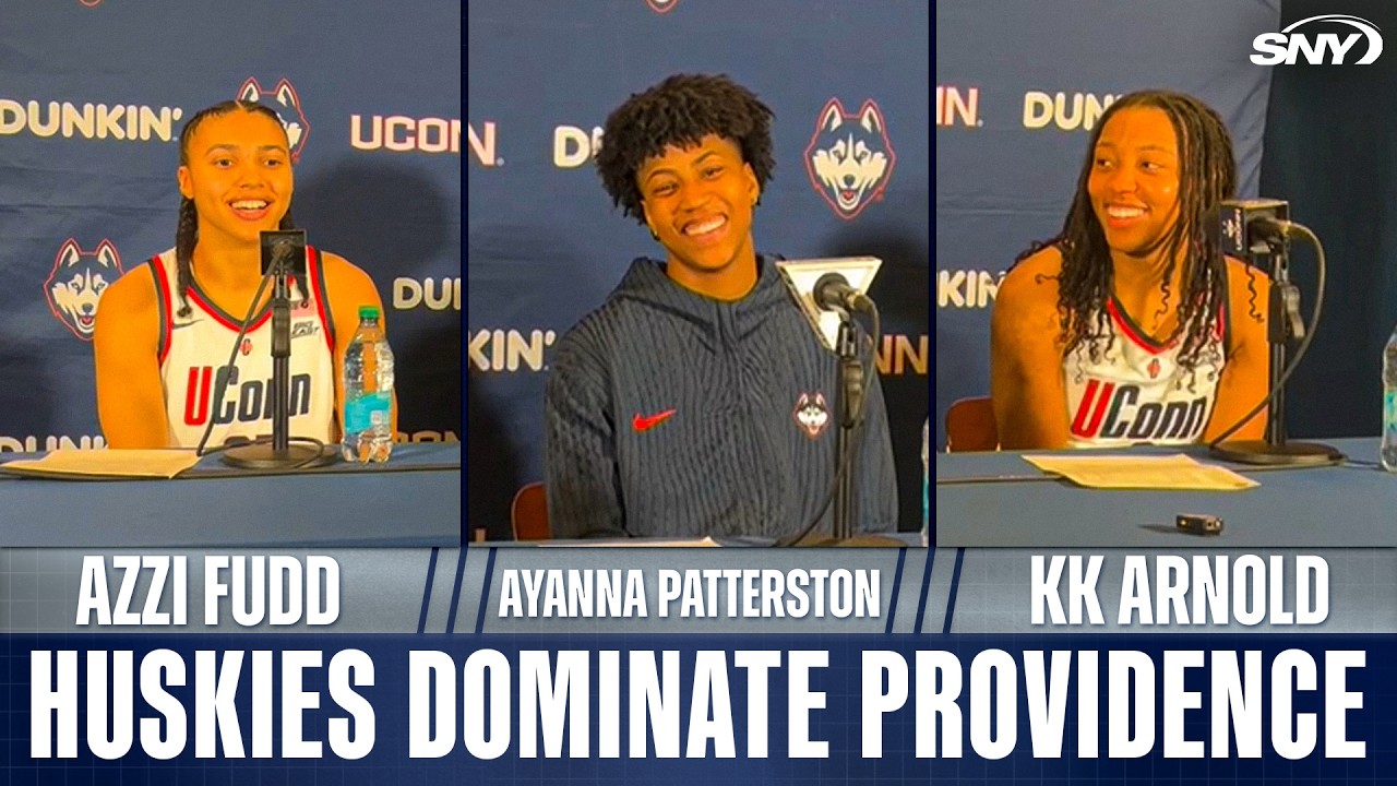 Azzi Fudd, Ayanna Patterson and KK Arnold after Senior Day rout over Providence
