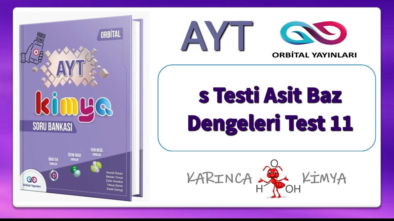 Orbital Yayınları AYT Kimya Soru Bankası p Testi Asit Baz Dengeleri Test 11
