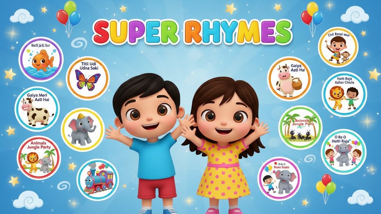 Top 10 Happy Fun Rhymes for #nursery_kids🌈ShriniyaRhymes #nurseryrhymes #babysongs #kidsfun #cartoon