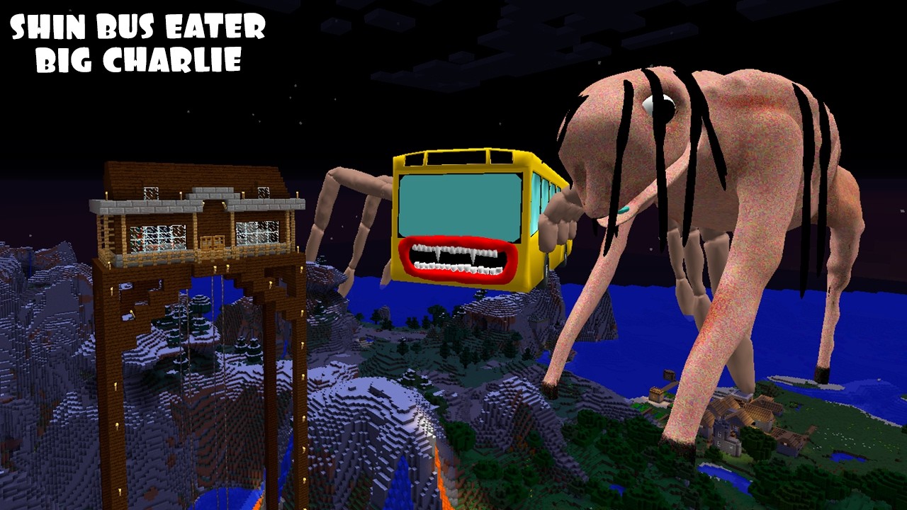 SURVIVING FROM SHIN BIG CHARLIE and BUS EATER ARRIVAL in Minecraft - Coffin Meme - Gameplay