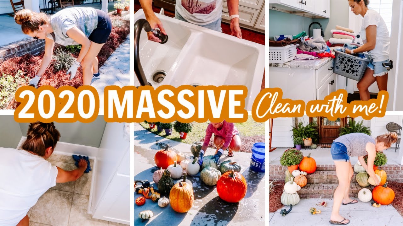 2020 MASSIVE CLEAN WITH ME! | EXTREME CLEANING MOTIVATION | FALL FRONT PORCH DECORATE WITH ME