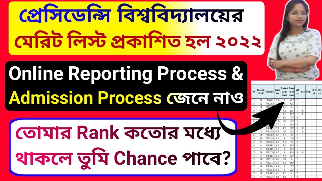 Presidency university merit list 2022।Presidency University online reporting process।admission 2022।