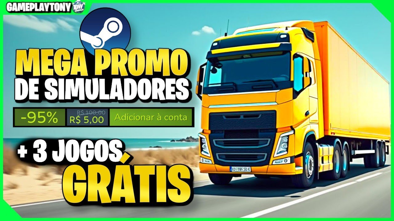  3 jogos gr&aacute;tis e + MEGA Promo&ccedil;&atilde;o da Simuladores na Steam Jogos por menos de 5 reais. 