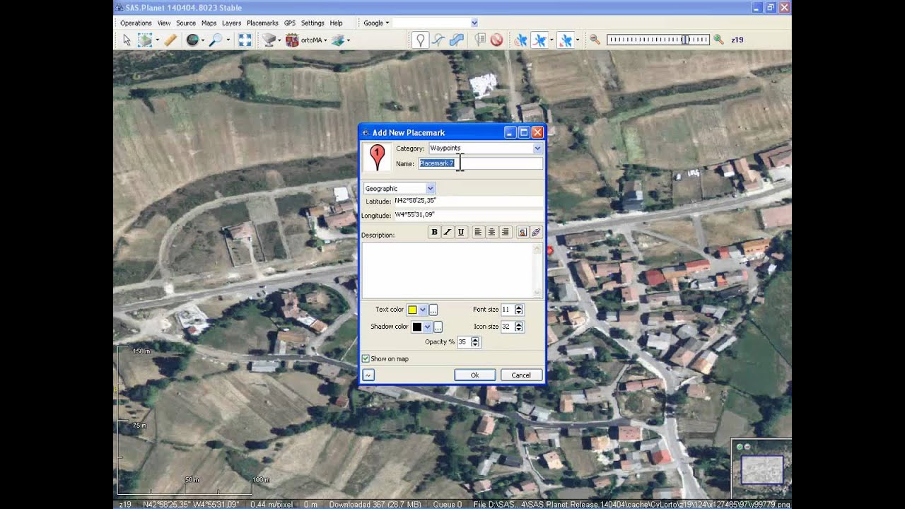SASPlanet: waypoints, tracks y polígonos.