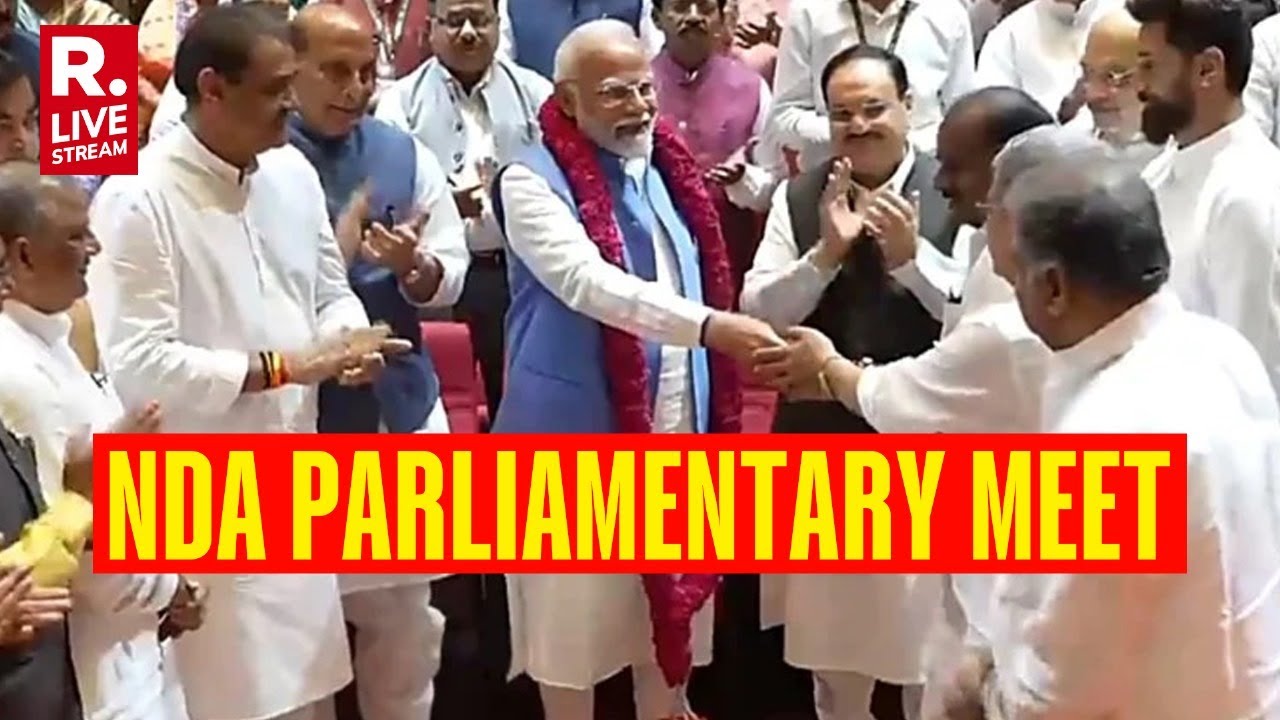 PM Modi Attends NDA Parliamentary Party Meeting in Parliament Premises