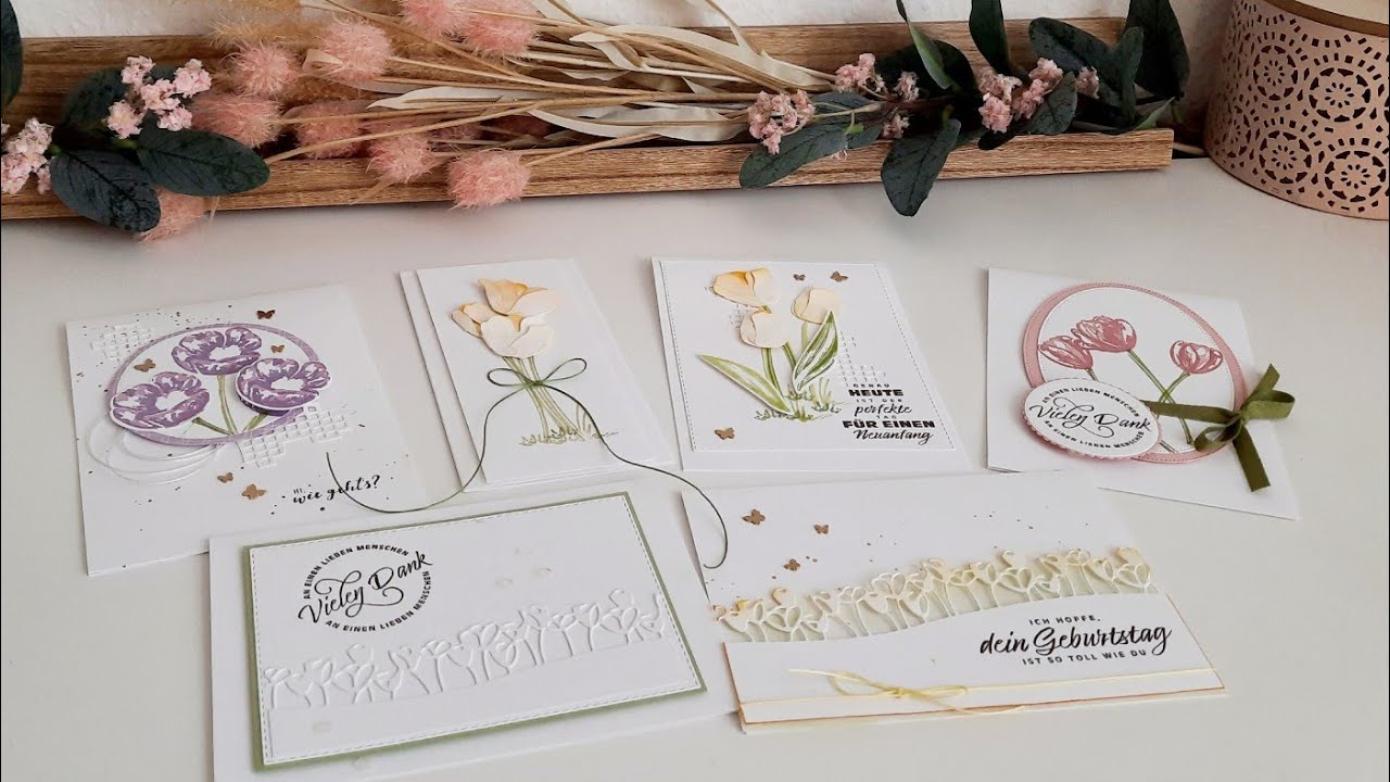 6 Karten ein Stempelset, Sag´s mit Tulpen, Stampin up