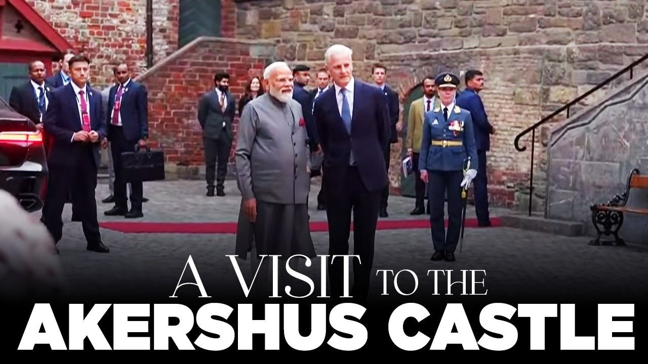 PM Modi visits the Akershus Castle in Oslo with PM Jonas Gahr St&oslash;re