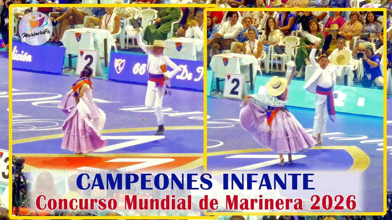 En 1ª chalán, en 2ª mochero: Campeones Infante: Astrid Sánchez y Thiago Reyes. Mundial Marinera 2026