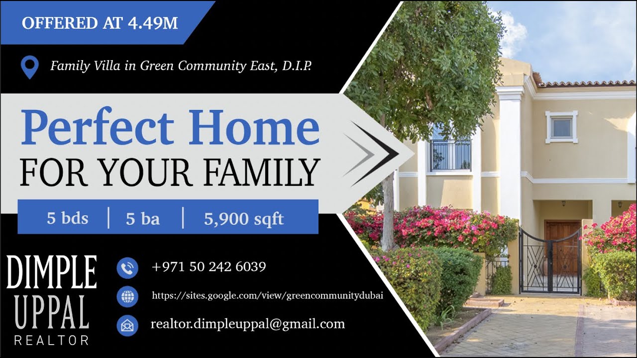 FOR SALE   8300 SF Plot, 5 Bedroom Family Villa in Green Community East, Dubai