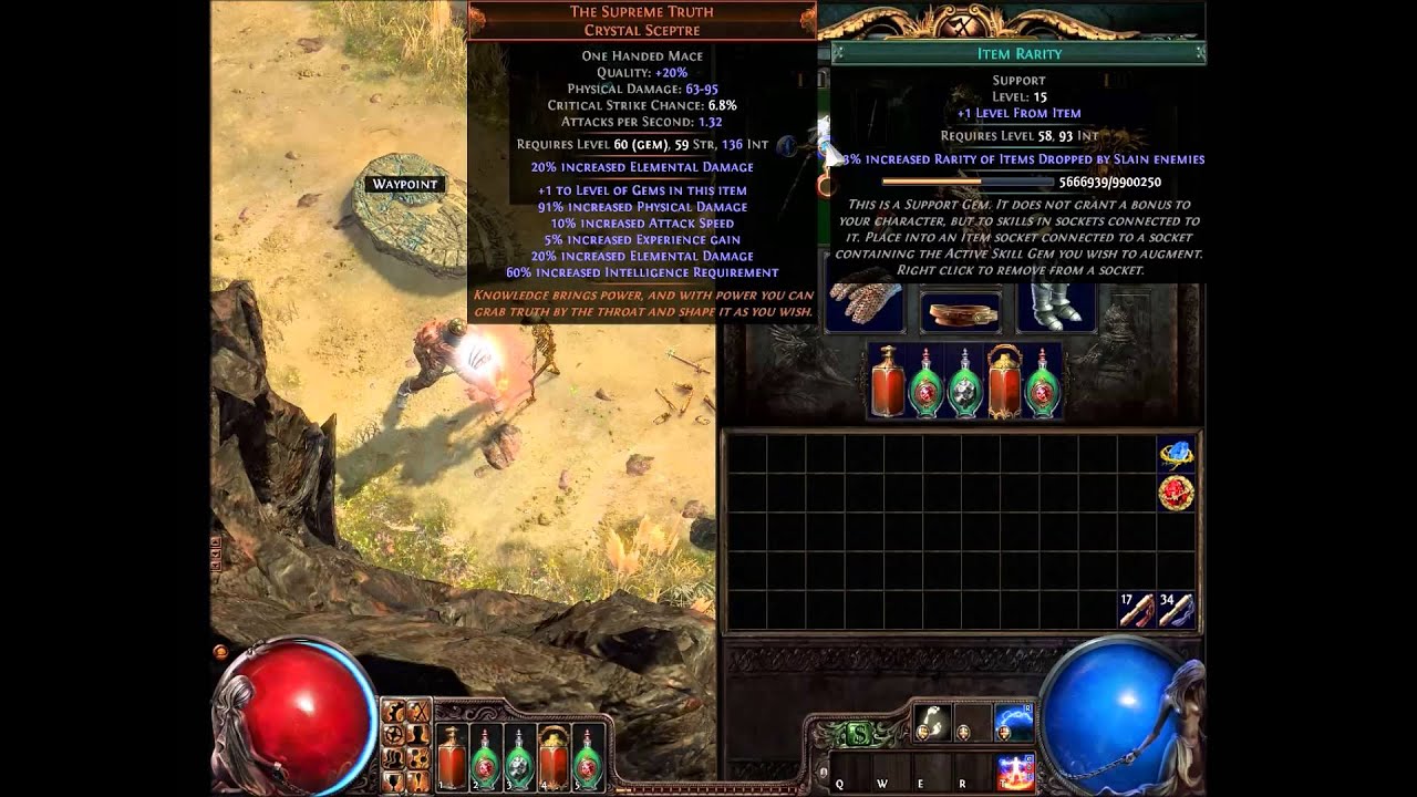 Path of Exile: Support Gem Item Rarity