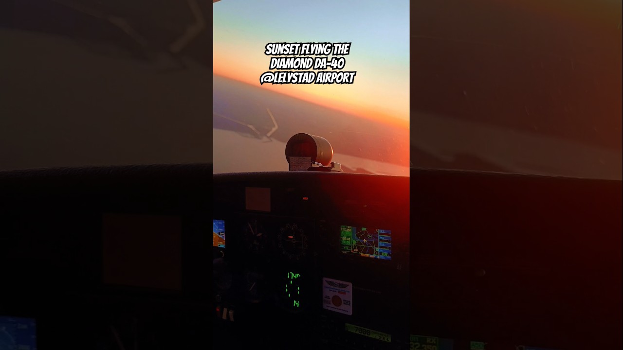 sunset flying the Diamond DA-40 at sunset at Lelystad airport ☀️💯😃