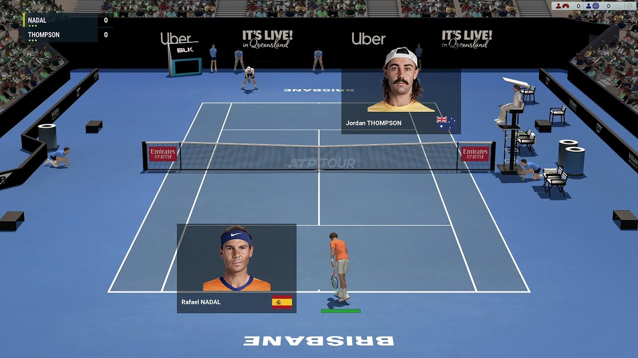 Full Ace Tennis Simulator with FA Mod 1.6: Rafael Nadal vs Jordan Thompson, Brisbane: 6-1