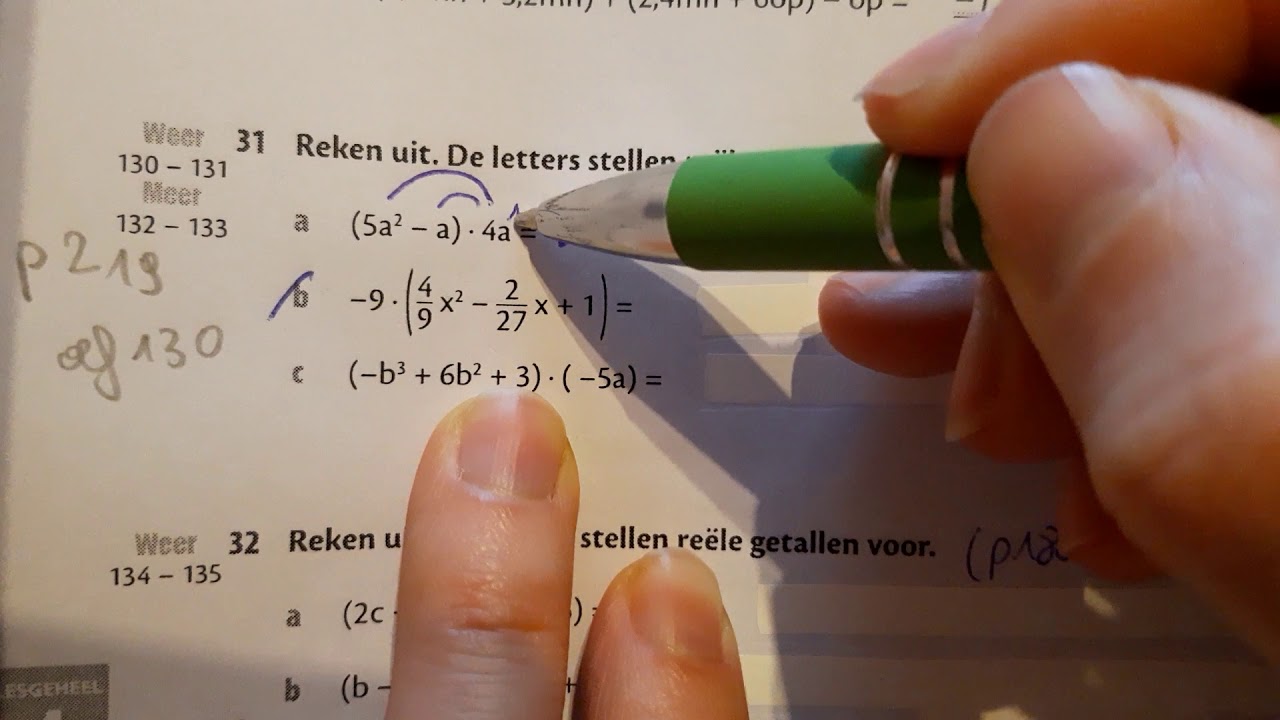 Veeltermen vermenigvuldigen p186 oef 31