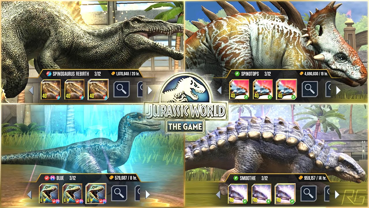 SPINOSAURUS REBIRTH x SPINOTOPS x HEROIC BLUE x SMOOTHIE X3 ALL ANIMATION | Jurassic World The Game