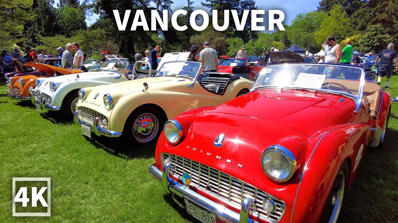 【4K】Vancouver Classic Car Shows 2023 , Walk in VanDusen Botanical Garden, Travel Canada