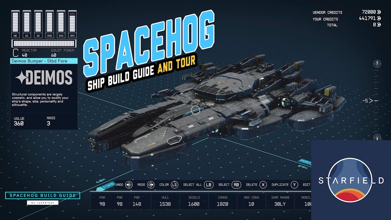 Starfield SPACEHOG ship build guide and TOUR